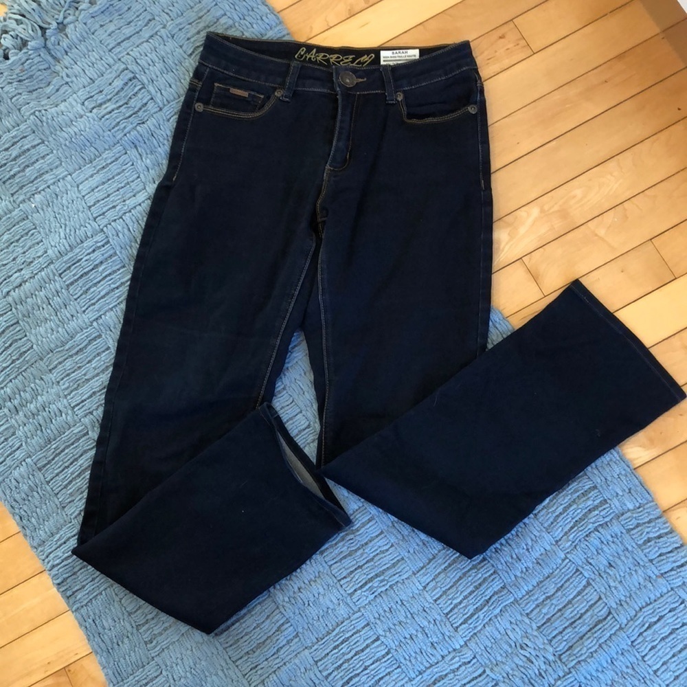 CARELLI (SARAH) High Rise, Straight Leg Stretch Dark wash Jeans, Size W27-L33